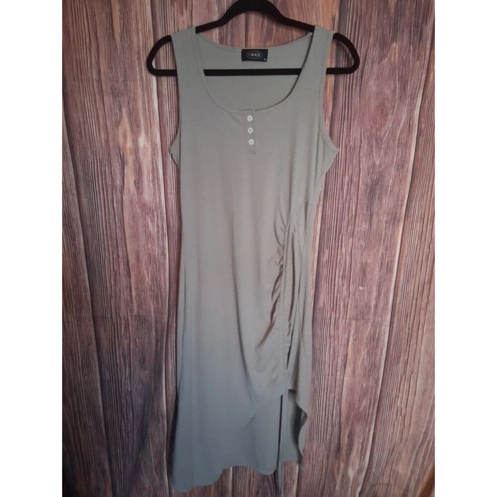 Cider XL ribbed Bodycon Dress Sleeveless Crew Neck Side Ruched Tank Dress